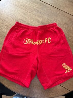 OVO Toronto FC Red Athletic Shorts with Gold Logo